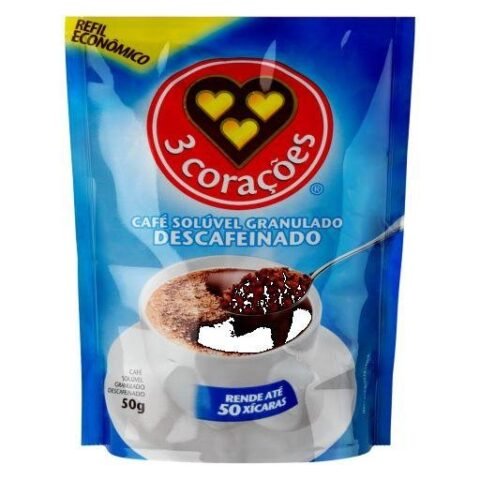 Cafe Soluvel 3 Coracoes Descafeinado 50 G Refil